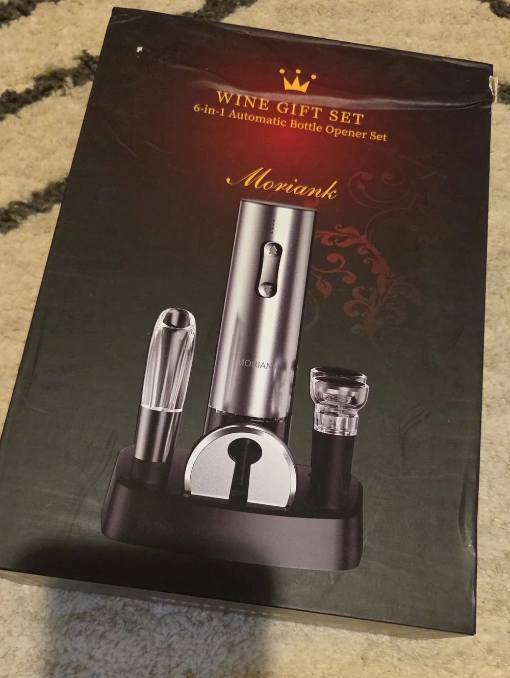 Moriank 6-in-1 Wine Gift Set - Silver & Black